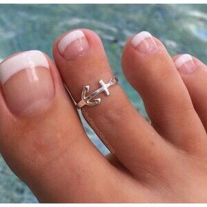 Sterling Silver Toe Ring 925 Nautical Anchor Adjustable, Toe Jewelry, US Seller